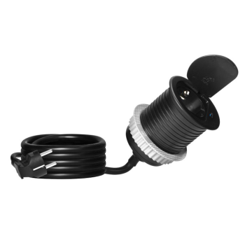 GNIAZDO MEBLOWE POJEDYNCZE SCHUKO ORNO OR-GM-9040(GS)/B KABEL 1,9m Ø6cm USB